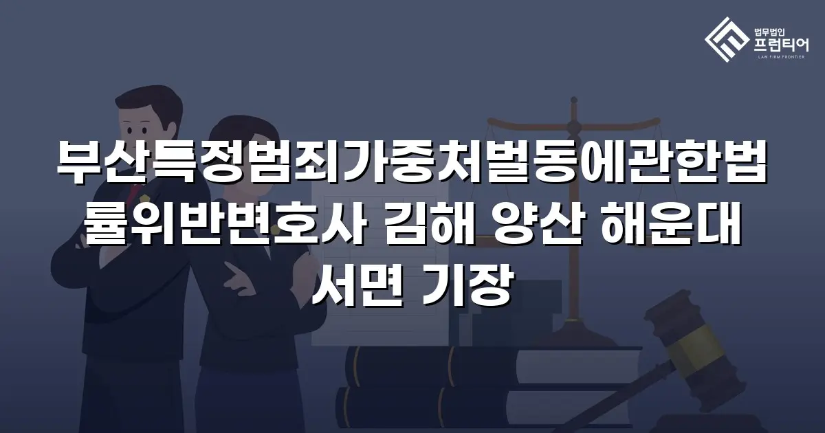 부산특정범죄가중처벌동에관한법률위반변호사 김해 양산 해운대 서면 기장