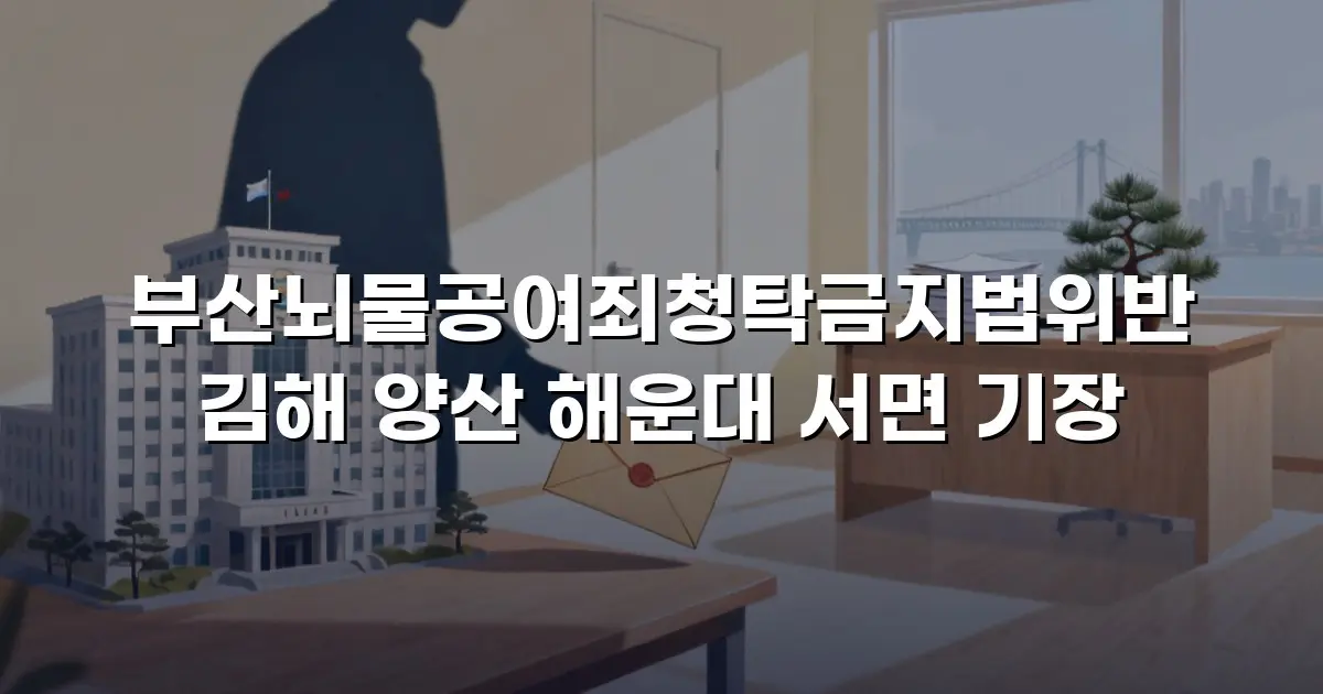 부산뇌물공여죄청탁금지법위반 김해 양산 해운대 서면 기장