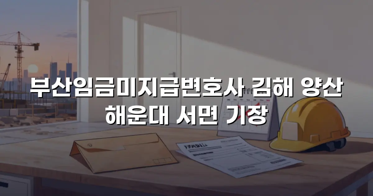 부산임금미지급변호사 김해 양산 해운대 서면 기장