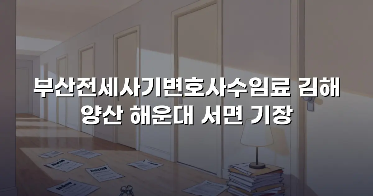 부산전세사기변호사수임료 김해 양산 해운대 서면 기장