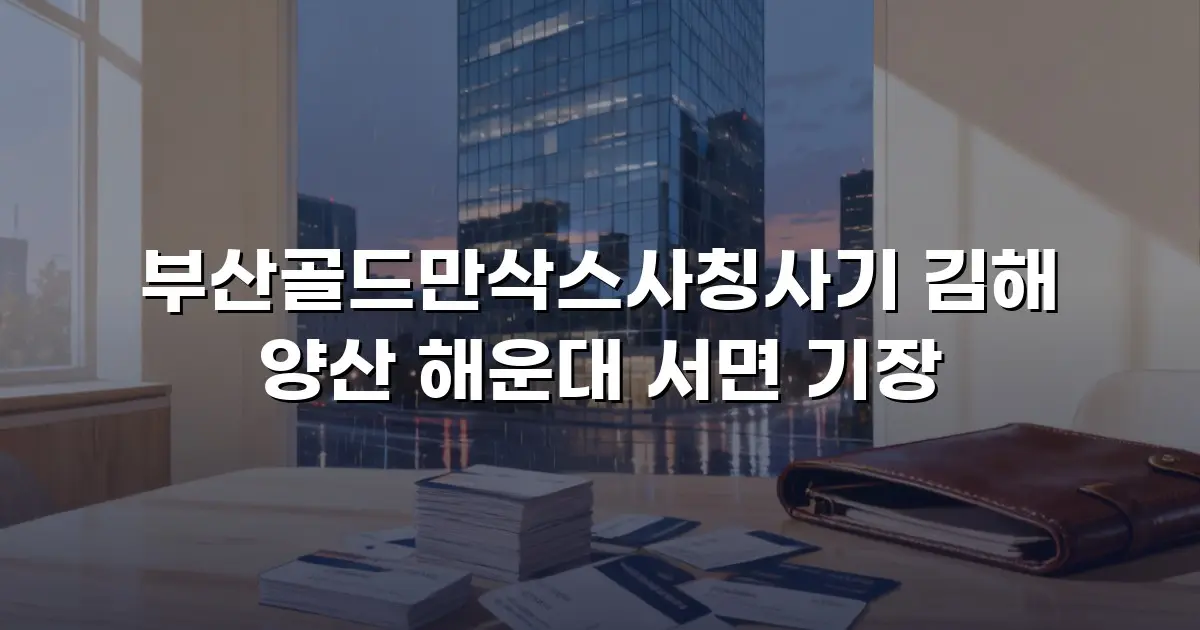 부산골드만삭스사칭사기 김해 양산 해운대 서면 기장