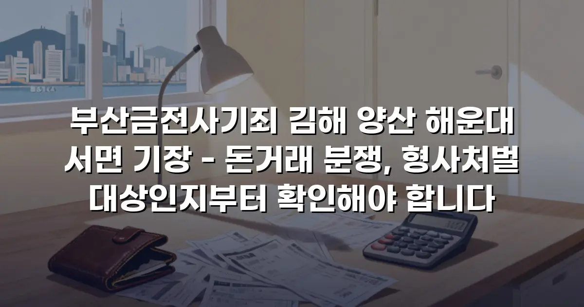 부산금전사기죄 김해 양산 해운대 서면 기장 - 돈거래 분쟁, 형사처벌 대상인지부터 확인해야 합니다