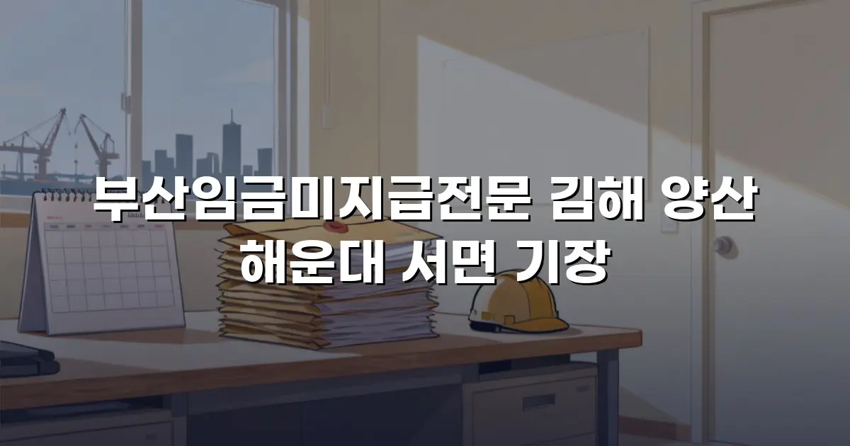 부산임금미지급전문 김해 양산 해운대 서면 기장