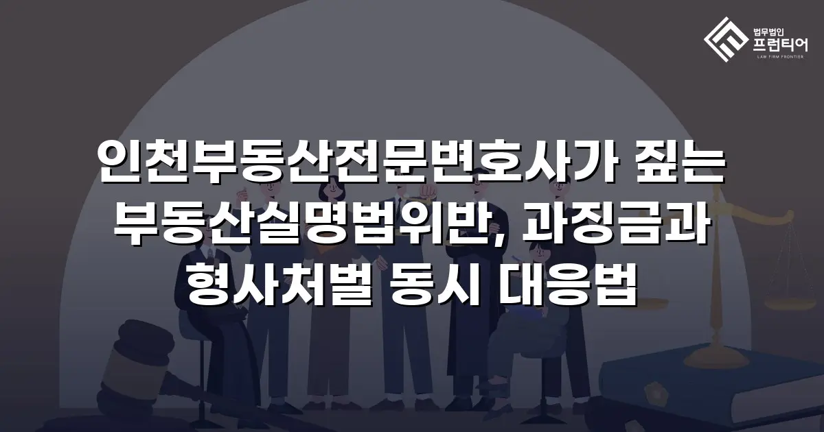 인천부동산전문변호사가 짚는 부동산실명법위반, 과징금과 형사처벌 동시 대응법