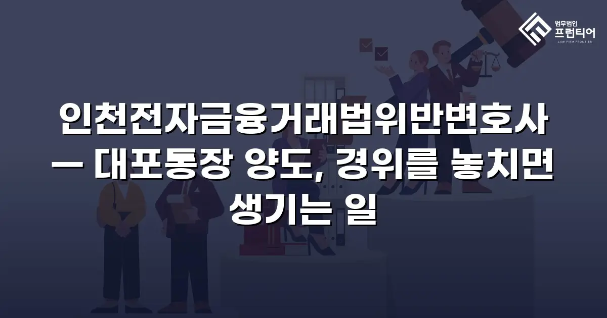인천전자금융거래법위반변호사 — 대포통장 양도, 경위를 놓치면 생기는 일