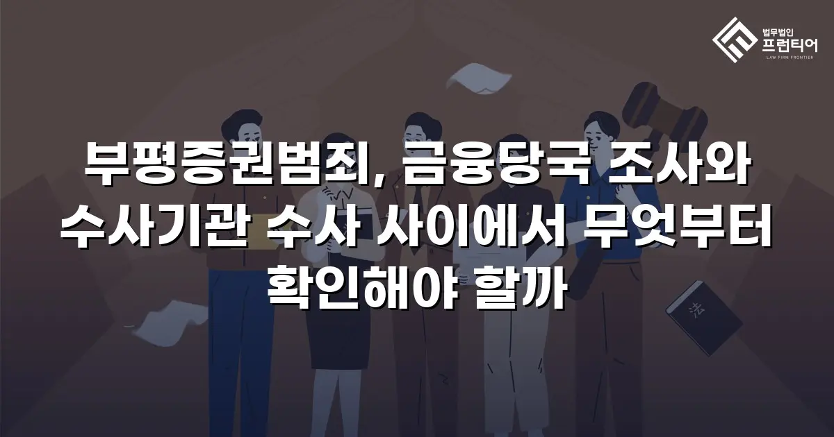 부평증권범죄, 금융당국 조사와 수사기관 수사 사이에서 무엇부터 확인해야 할까