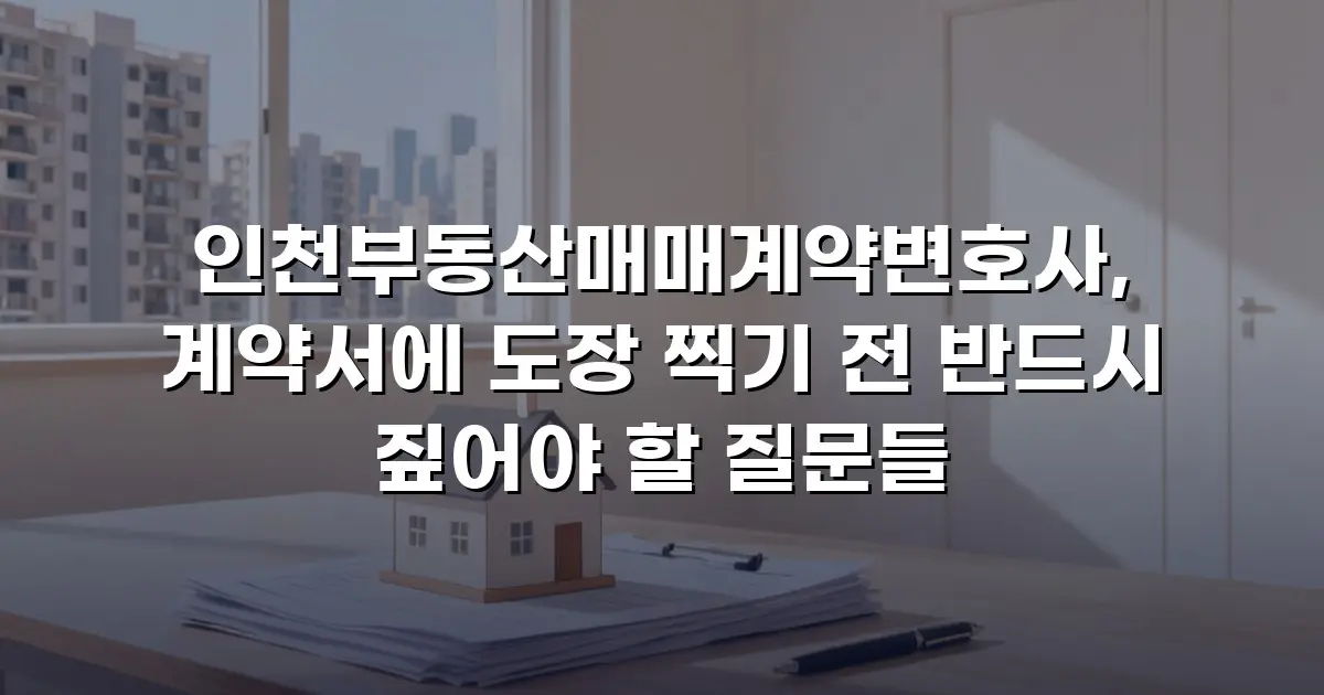 인천부동산매매계약변호사, 계약서에 도장 찍기 전 반드시 짚어야 할 질문들