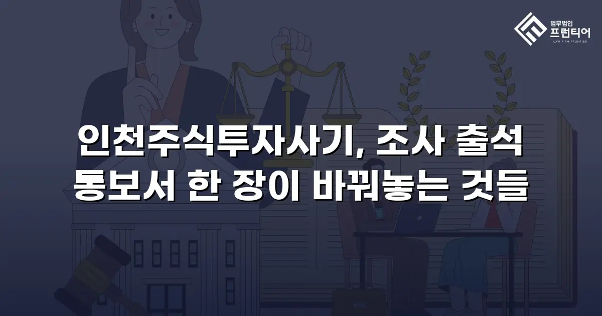 인천주식투자사기, 조사 출석 통보서 한 장이 바꿔놓는 것들