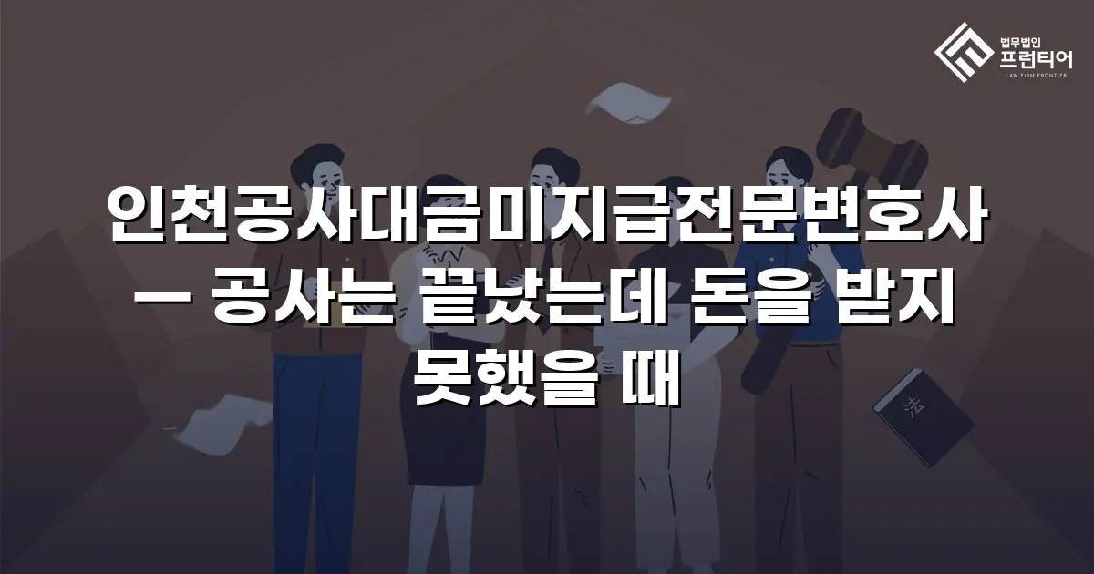 인천공사대금미지급전문변호사 — 공사는 끝났는데 돈을 받지 못했을 때