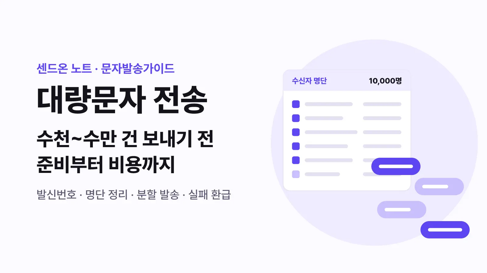 대량문자 전송 방법 총정리 | 수만 건 발송 준비·분할 발송·비용
