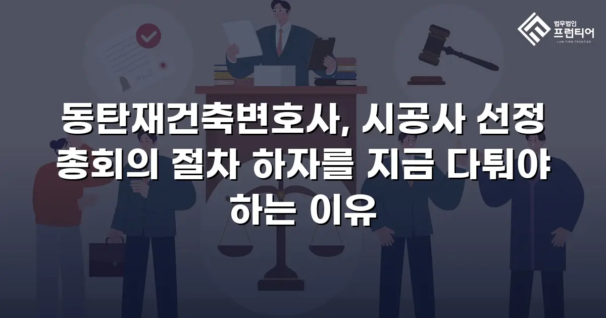 동탄재건축변호사, 시공사 선정 총회의 절차 하자를 지금 다퉈야 하는 이유