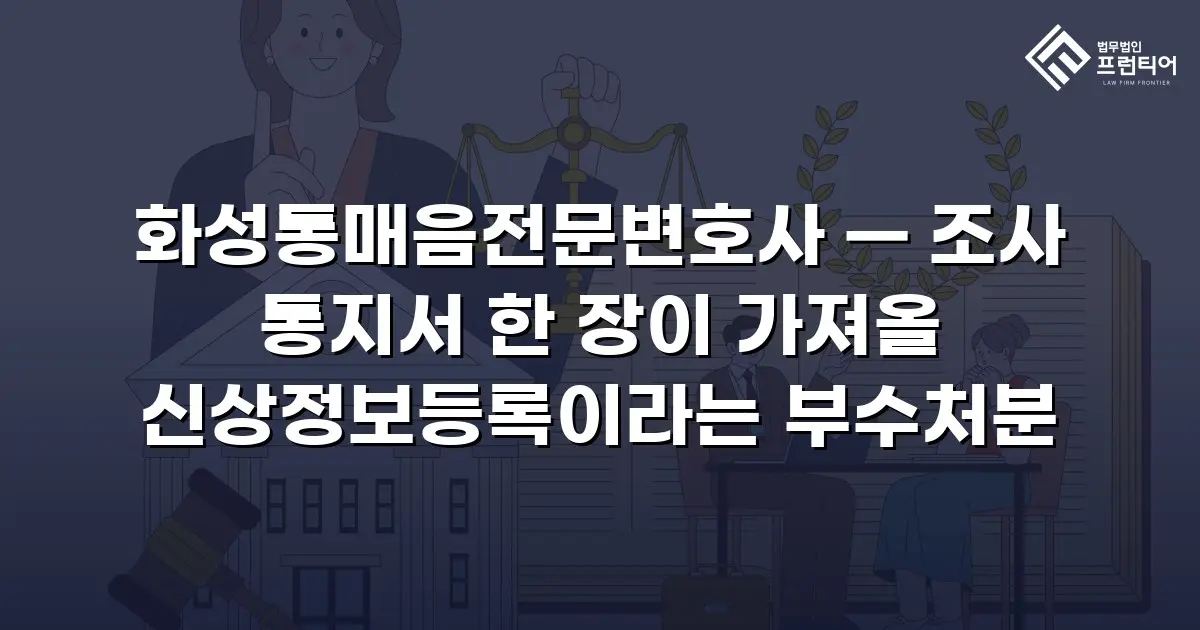 화성통매음전문변호사 — 조사 통지서 한 장이 가져올 신상정보등록이라는 부수처분