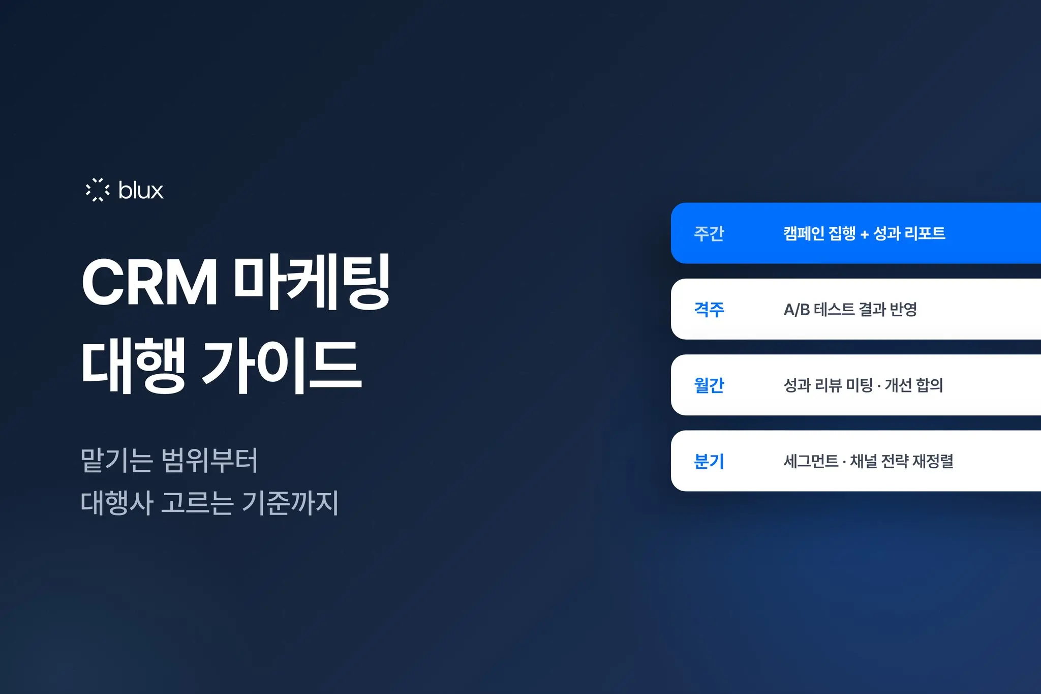 CRM 마케팅 대행 가이드 : 맡기는 범위부터 대행사 고르는 기준까지
