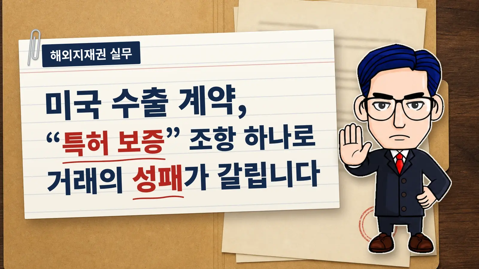 미국 수출 계약, "특허 보증" 조항 하나로 거래의 성패가 갈립니다