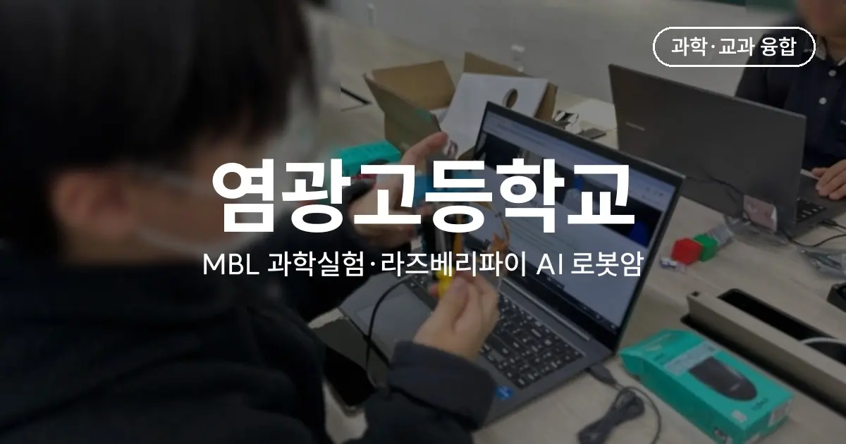고등학교 과학·정보 융합 사례 - 염광고 MBL 과학실험과 라즈베리파이 OpenCV AI 로봇암
