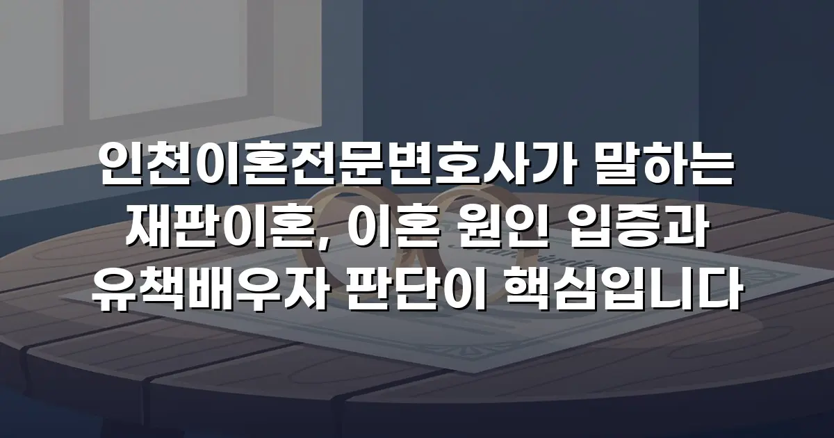 인천이혼전문변호사가 말하는 재판이혼, 이혼 원인 입증과 유책배우자 판단이 핵심입니다