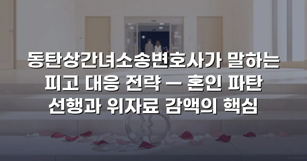동탄상간녀소송변호사가 말하는 피고 대응 전략 — 혼인 파탄 선행과 위자료 감액의 핵심