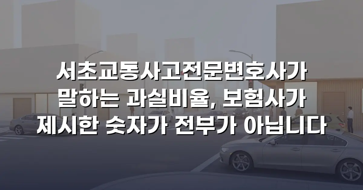 서초교통사고전문변호사가 말하는 과실비율, 보험사가 제시한 숫자가 전부가 아닙니다