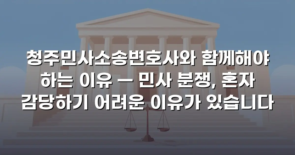 청주민사소송변호사와 함께해야 하는 이유 — 민사 분쟁, 혼자 감당하기 어려운 이유가 있습니다