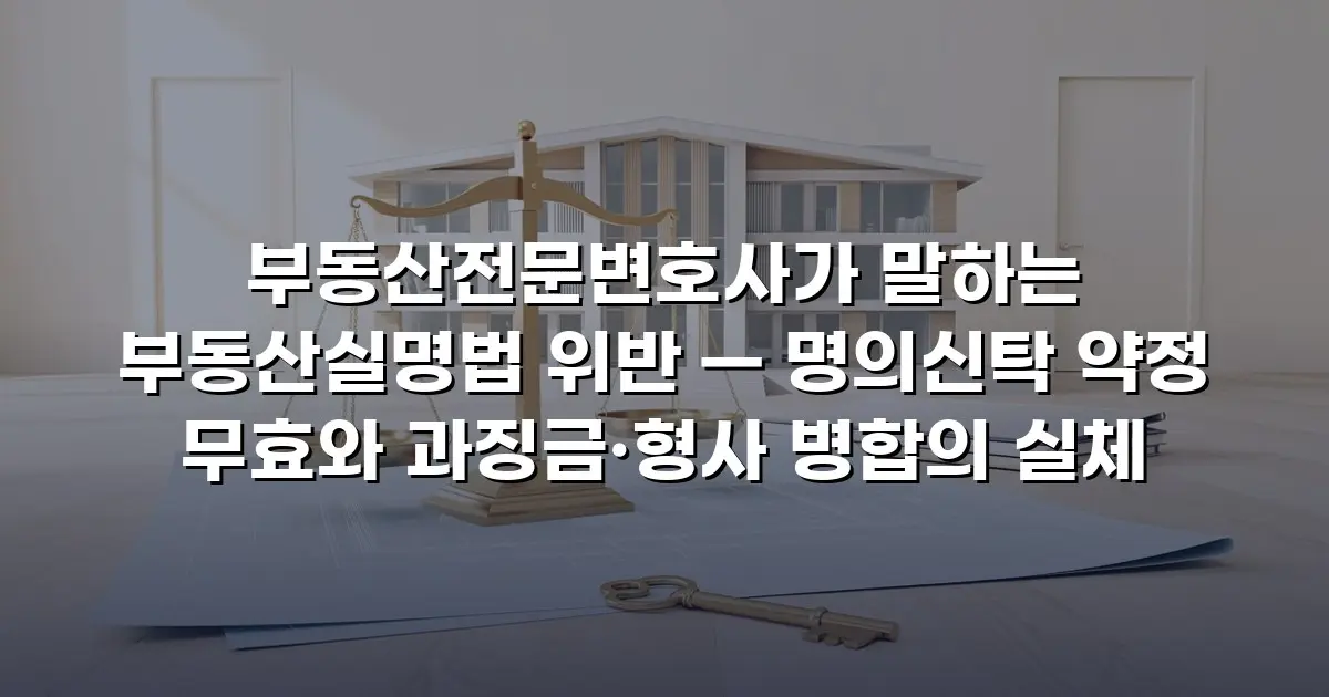 부동산전문변호사가 말하는 부동산실명법 위반 — 명의신탁 약정 무효와 과징금·형사 병합의 실체
