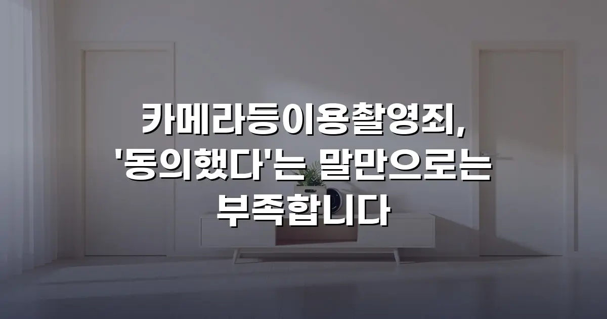 카메라등이용촬영죄, '동의했다'는 말만으로는 부족합니다