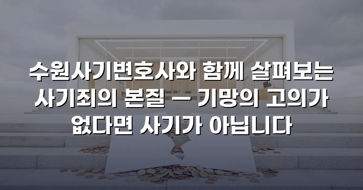 수원사기변호사와 함께 살펴보는 사기죄의 본질 — 기망의 고의가 없다면 사기가 아닙니다