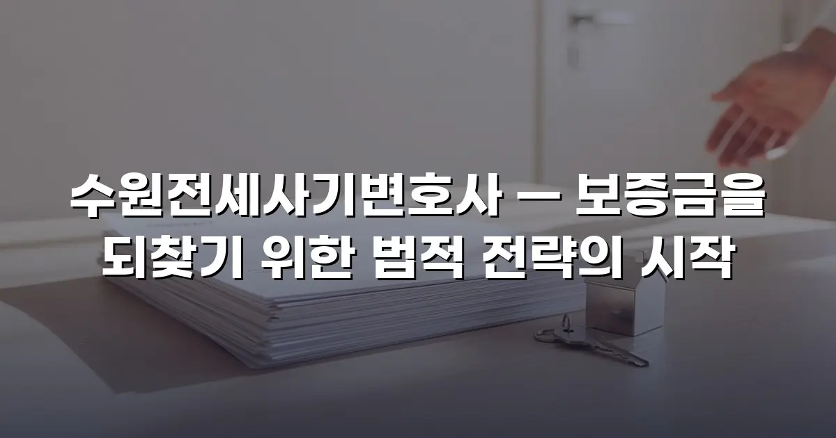 수원전세사기변호사 — 보증금을 되찾기 위한 법적 전략의 시작