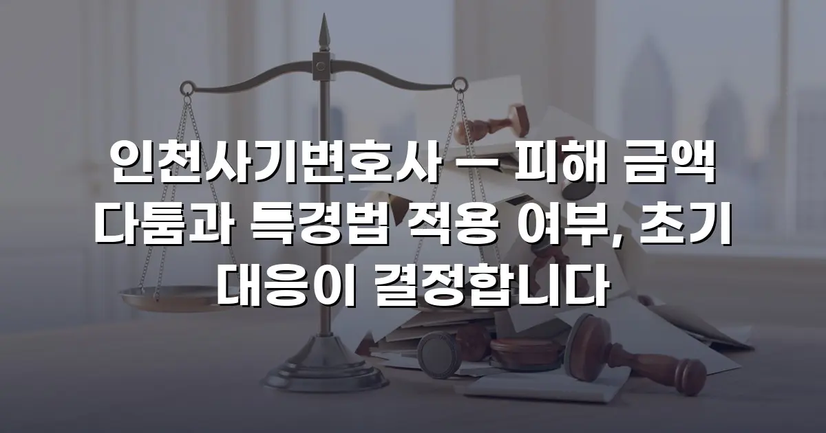 인천사기변호사 — 피해 금액 다툼과 특경법 적용 여부, 초기 대응이 결정합니다