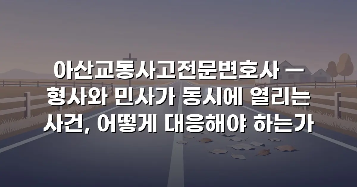 아산교통사고전문변호사 — 형사와 민사가 동시에 열리는 사건, 어떻게 대응해야 하는가
