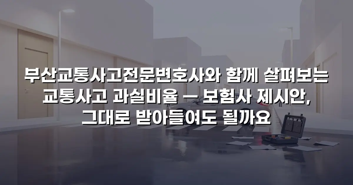 부산교통사고전문변호사와 함께 살펴보는 교통사고 과실비율 — 보험사 제시안, 그대로 받아들여도 될까요