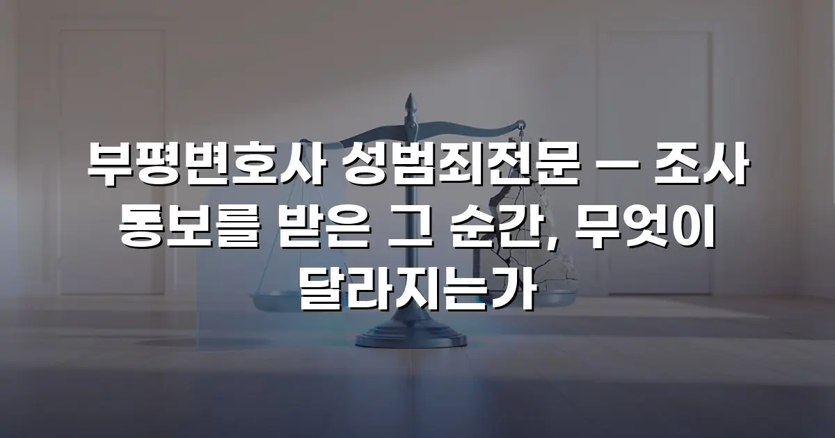 부평변호사 성범죄전문 — 조사 통보를 받은 그 순간, 무엇이 달라지는가