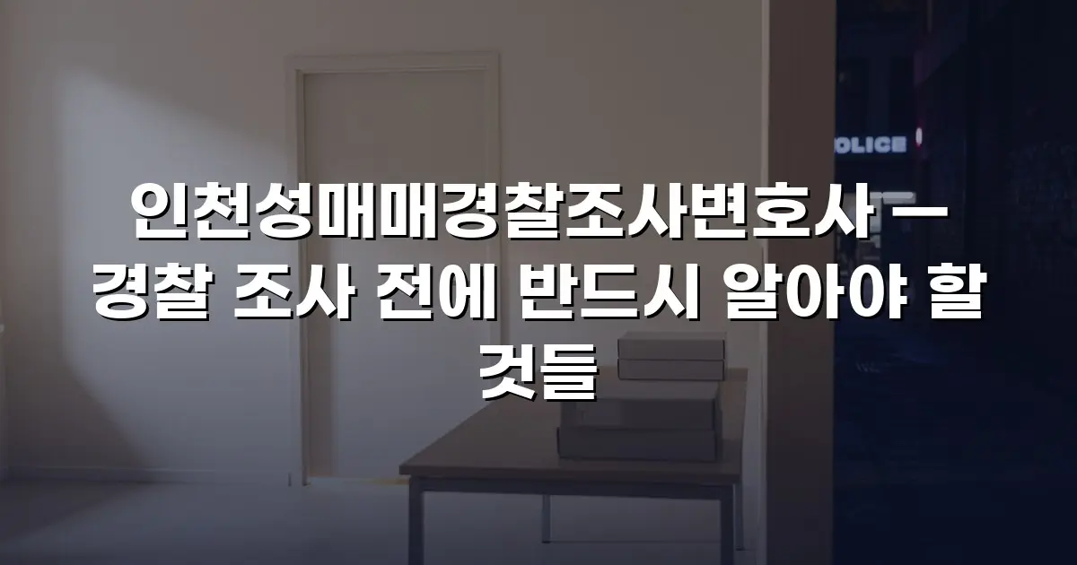 인천성매매경찰조사변호사 — 경찰 조사 전에 반드시 알아야 할 것들
