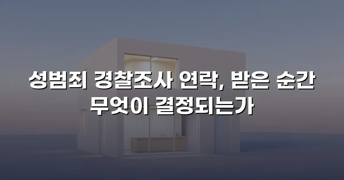 성범죄 경찰조사 연락, 받은 순간 무엇이 결정되는가