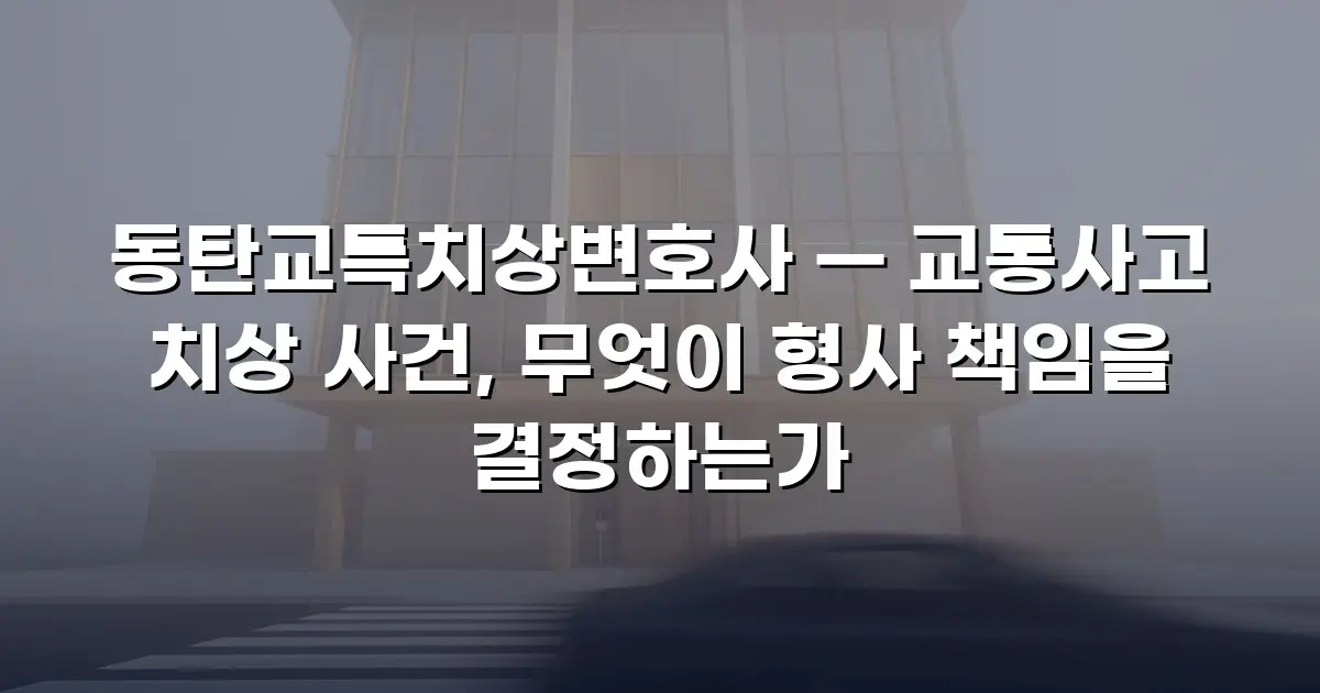 동탄교특치상변호사 — 교통사고 치상 사건, 무엇이 형사 책임을 결정하는가