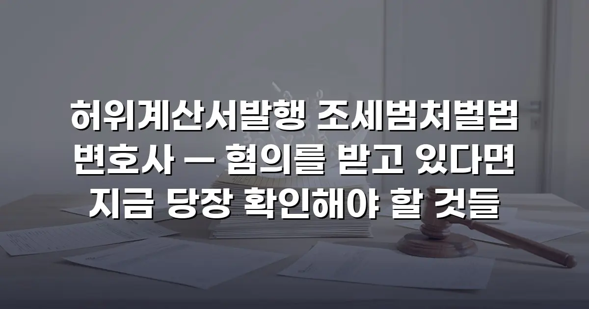 허위계산서발행 조세범처벌법 변호사 — 혐의를 받고 있다면 지금 당장 확인해야 할 것들