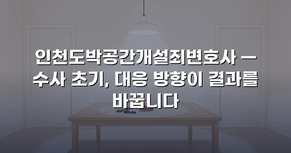 인천도박공간개설죄변호사 — 수사 초기, 대응 방향이 결과를 바꿉니다