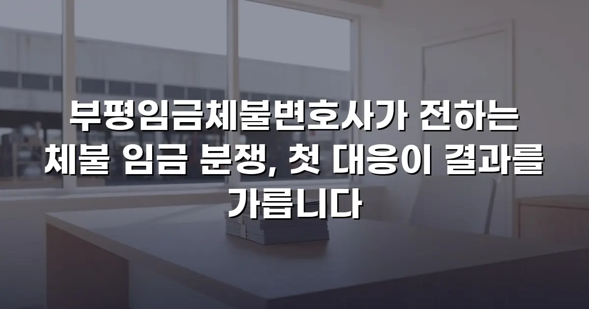 부평임금체불변호사가 전하는 체불 임금 분쟁, 첫 대응이 결과를 가릅니다