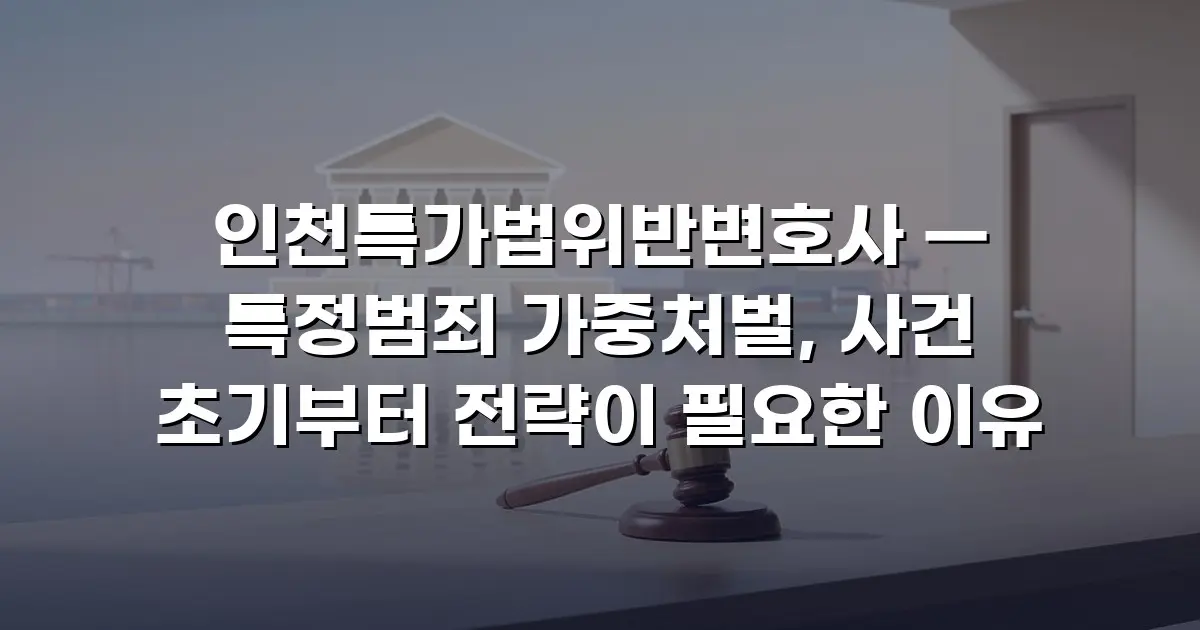인천특가법위반변호사 — 특정범죄 가중처벌, 사건 초기부터 전략이 필요한 이유