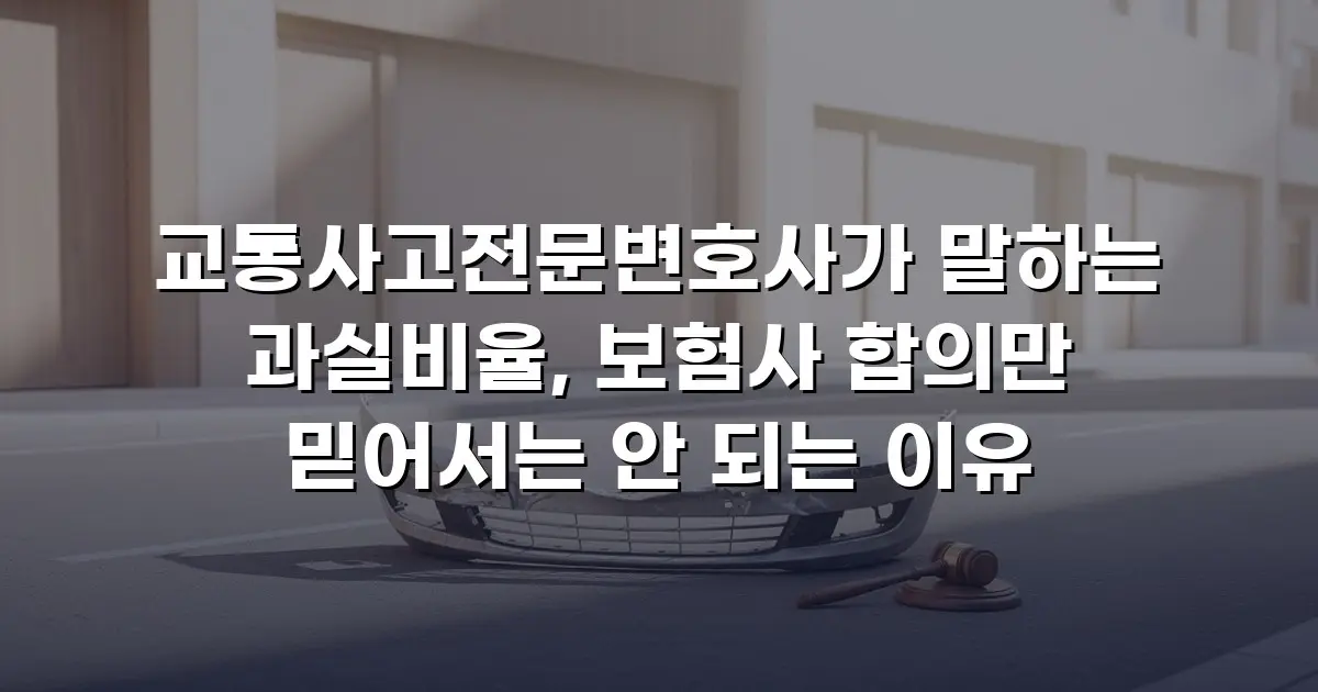 교통사고전문변호사가 말하는 과실비율, 보험사 합의만 믿어서는 안 되는 이유