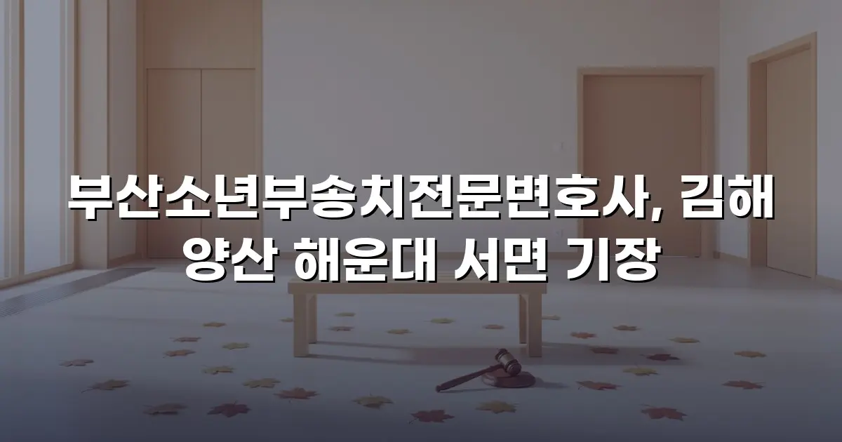 부산소년부송치전문변호사, 김해 양산 해운대 서면 기장