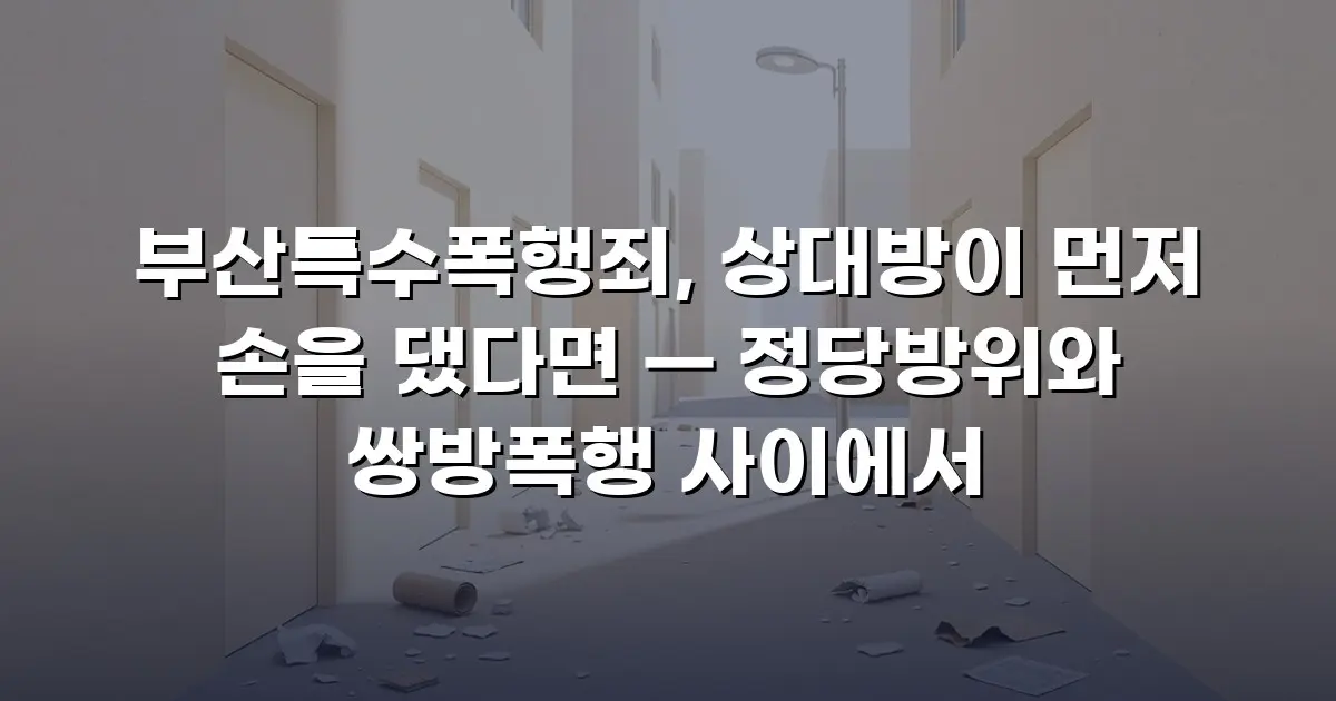 부산특수폭행죄, 상대방이 먼저 손을 댔다면 — 정당방위와 쌍방폭행 사이에서