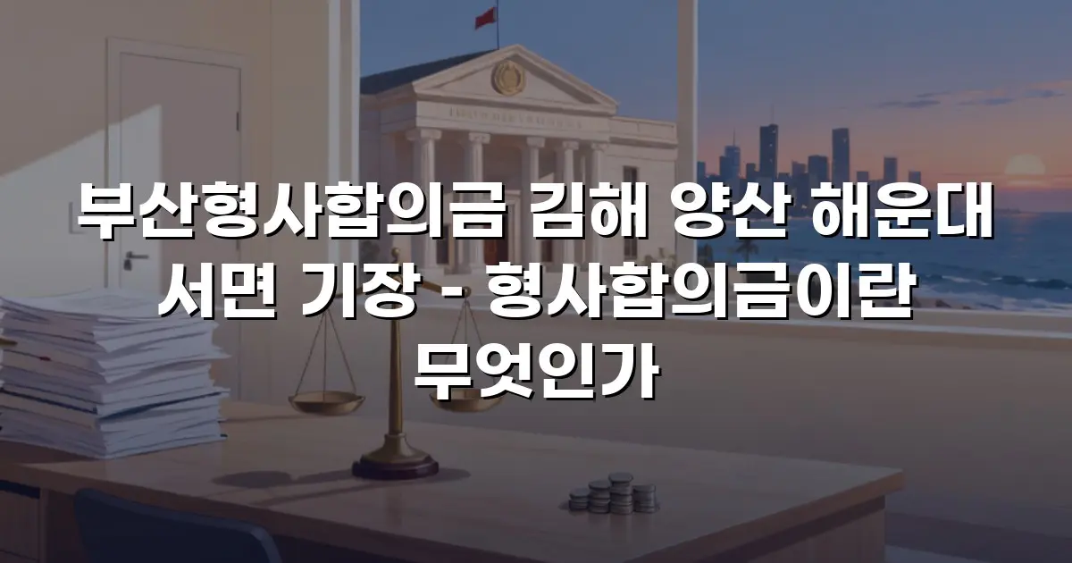 부산형사합의금 김해 양산 해운대 서면 기장 – 형사합의금이란 무엇인가