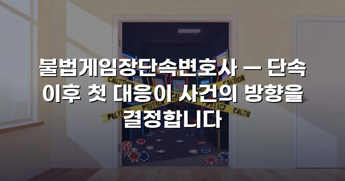 불법게임장단속변호사 — 단속 이후 첫 대응이 사건의 방향을 결정합니다
