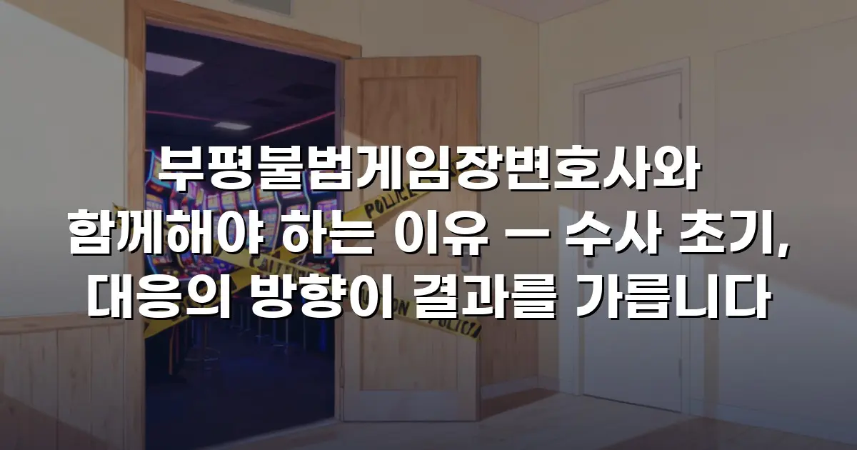 부평불법게임장변호사와 함께해야 하는 이유 — 수사 초기, 대응의 방향이 결과를 가릅니다
