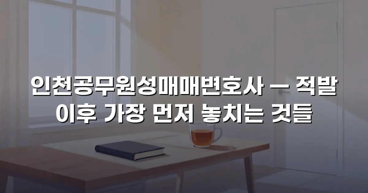 인천공무원성매매변호사 — 적발 이후 가장 먼저 놓치는 것들