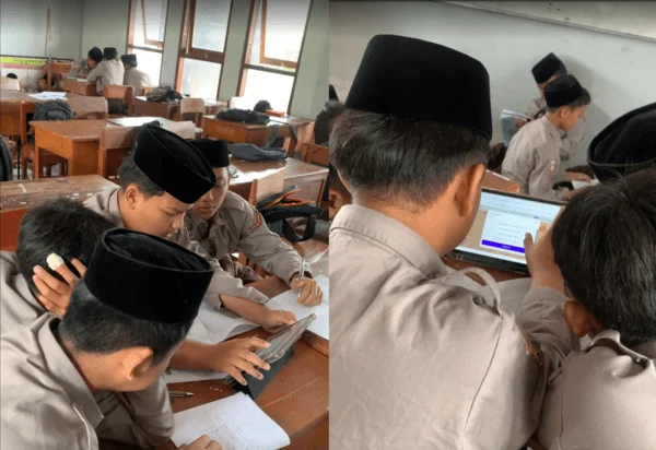 인도네시아 학생들이 젭퀴즈로 학습하는 모습