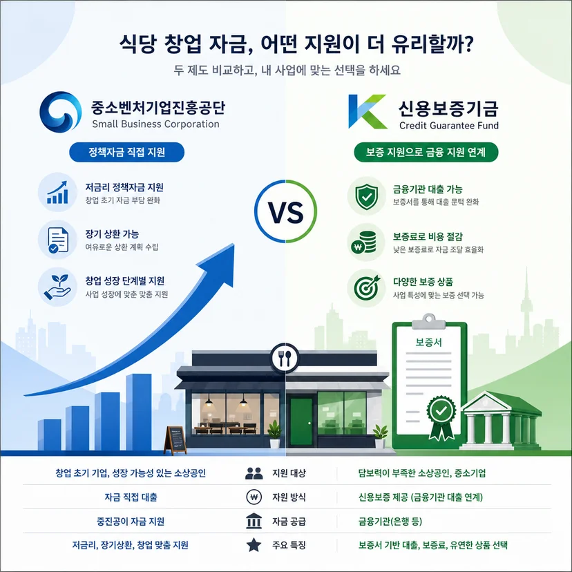 고양 음식점 창업자금 소진공 vs 신용보증기금 금리 한도 비교