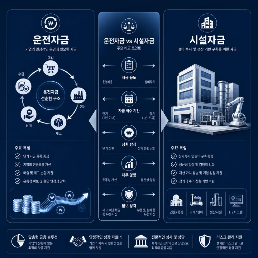 중진공 운전자금 vs 시설자금 한도·금리·상환기간 비교