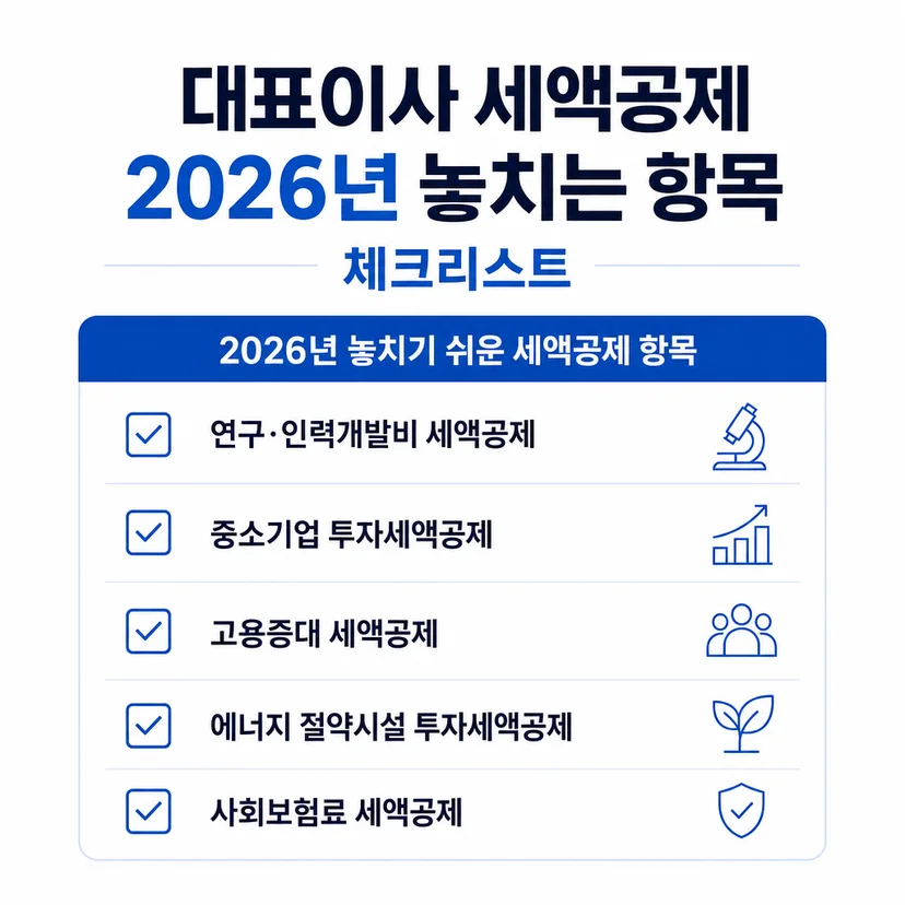 대표이사 세액공제 놓치는 항목 2026