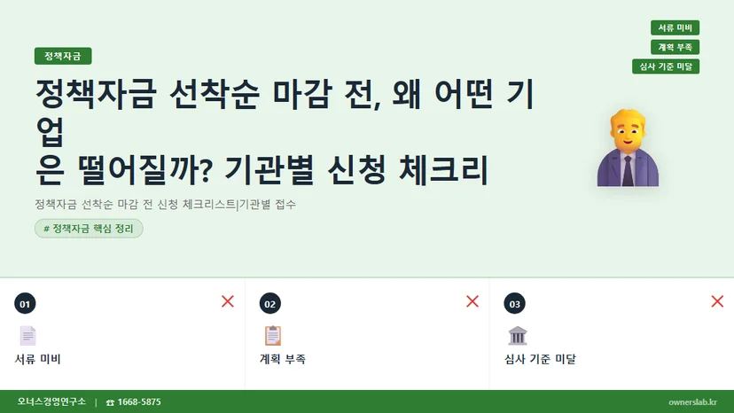 정책자금 선착순 마감 전 신청 체크리스트|기관별 접수 일정과 준비 순서
